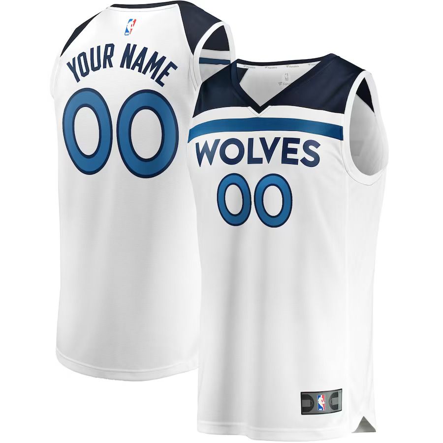 Men Minnesota Timberwolves Fanatics Branded White Fast Break Custom Replica NBA Jersey->youth nba jersey->Youth Jersey